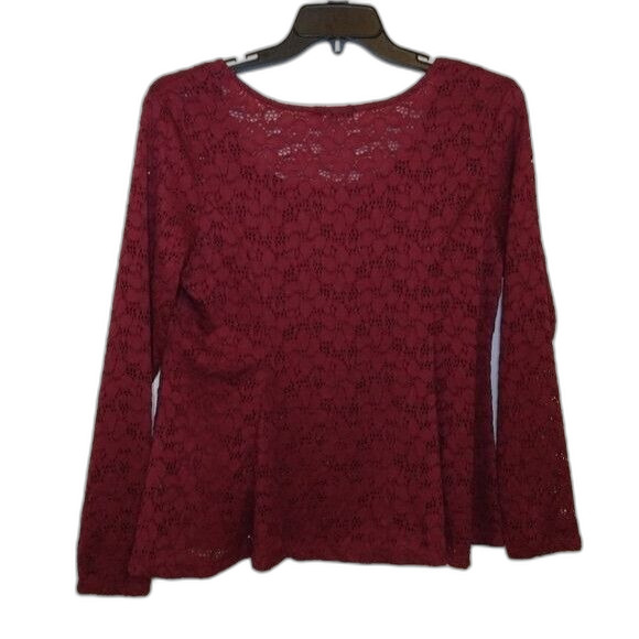 Ambiance Lace Sheer Layering Blouse Burgandy Red Peplum Size 2X / 2XL - Picture 5 of 5